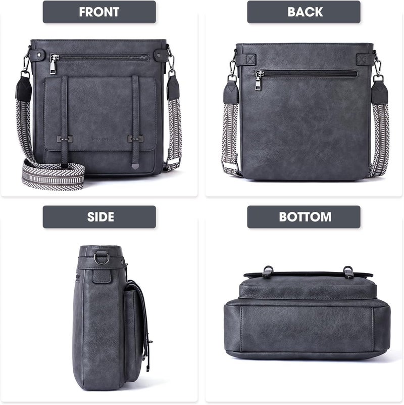 Roulens Crossbody Bags for Women,Multi Pocket Crossbody Purses Vegan Leather Shoulder Handbags Travel Purse Adjustable Strap - Image 4